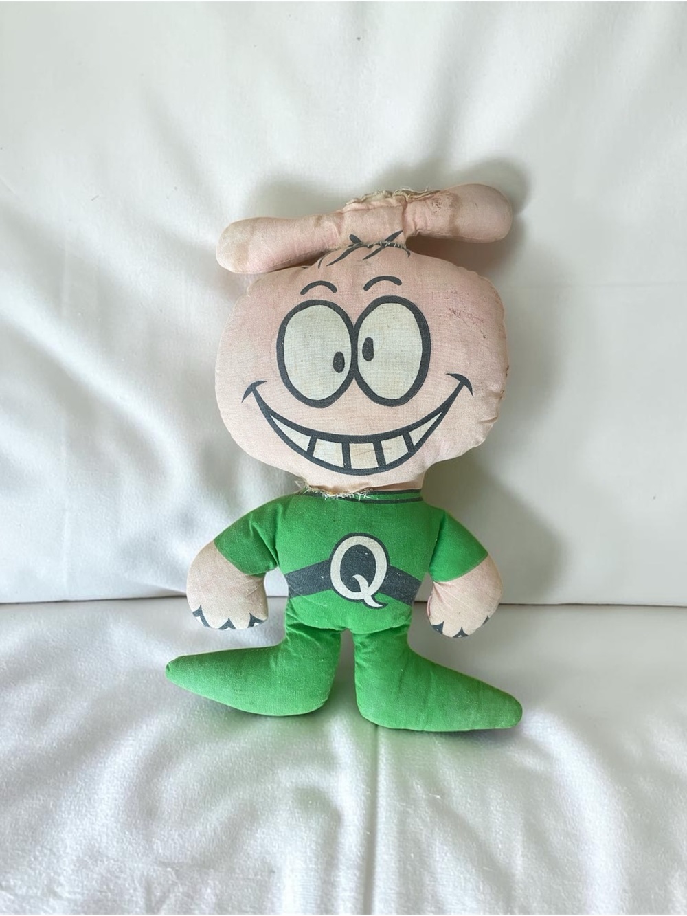 Mr. Quisp Green 'Q' Plush Character Toy - Kids Plush Doll- 12” - used.